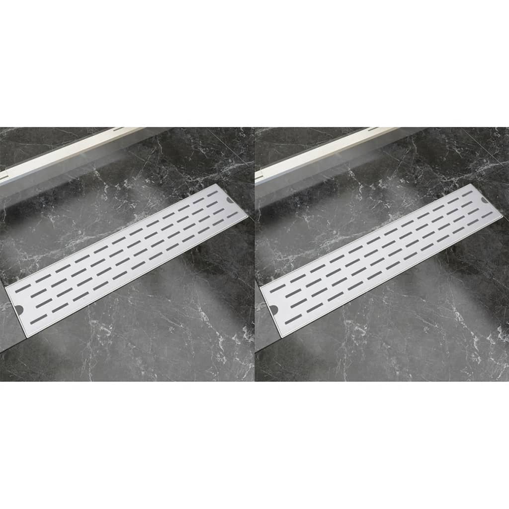 VidaXL Doucheafvoer 2 st rechthoekige lijnig 530x140 mm roestvrij staal