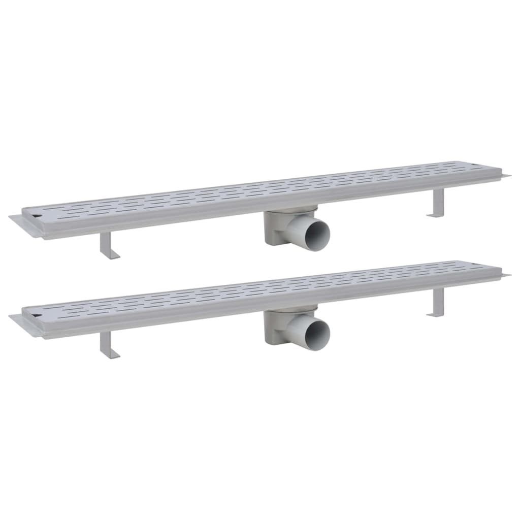 VidaXL Doucheafvoer 2 st rechthoekige lijnig 830x140 mm roestvrij staal