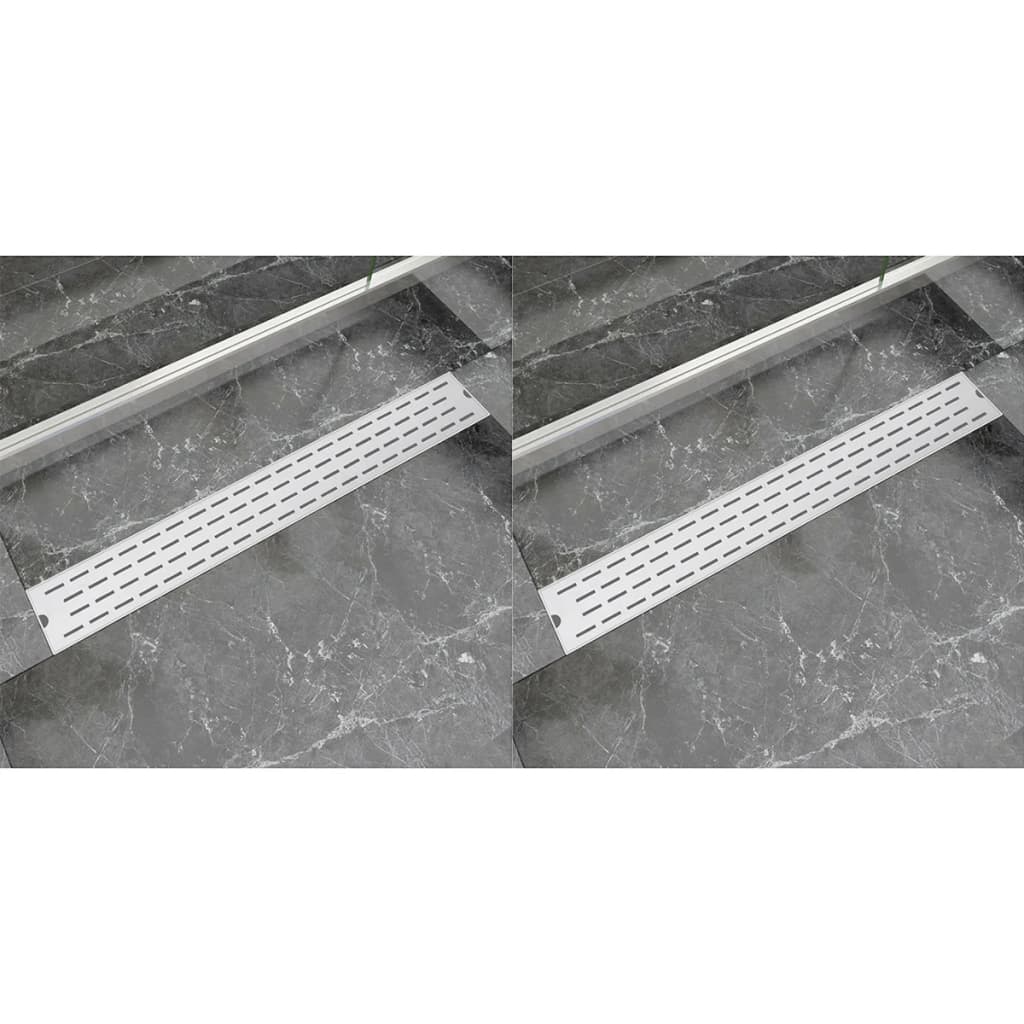 VidaXL Doucheafvoer 2 st rechthoekige lijnig 830x140 mm roestvrij staal