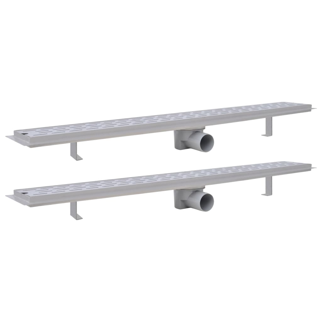 VidaXL Doucheafvoer 2 st rechthoekige lijnig 930x140 mm roestvrij staal
