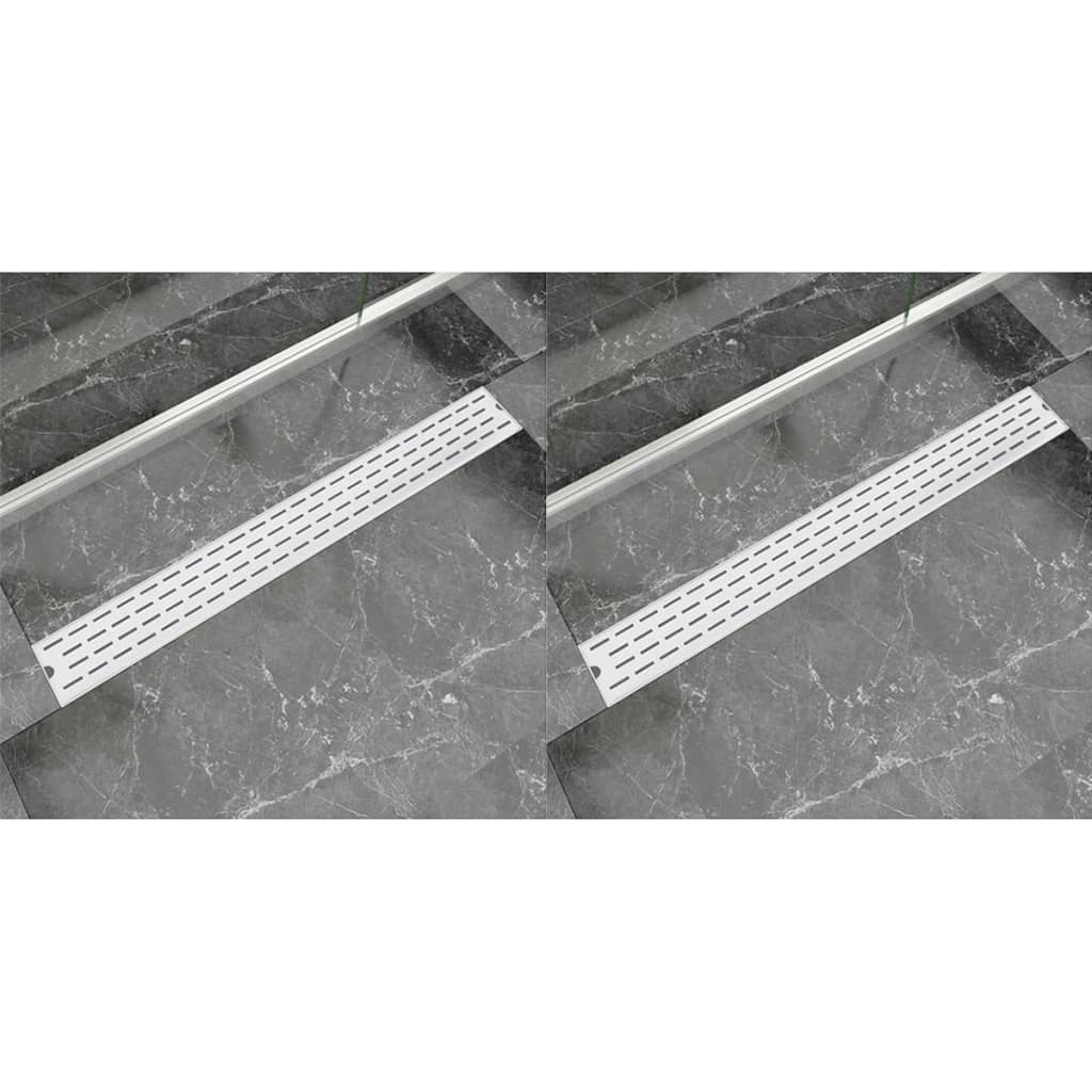 VidaXL Doucheafvoer 2 st rechthoekige lijnig 930x140 mm roestvrij staal