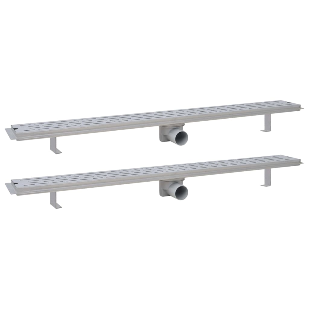 VidaXL Doucheafvoer 2 st rechthoekige lijnig 1030x140 mm roestvrij staal