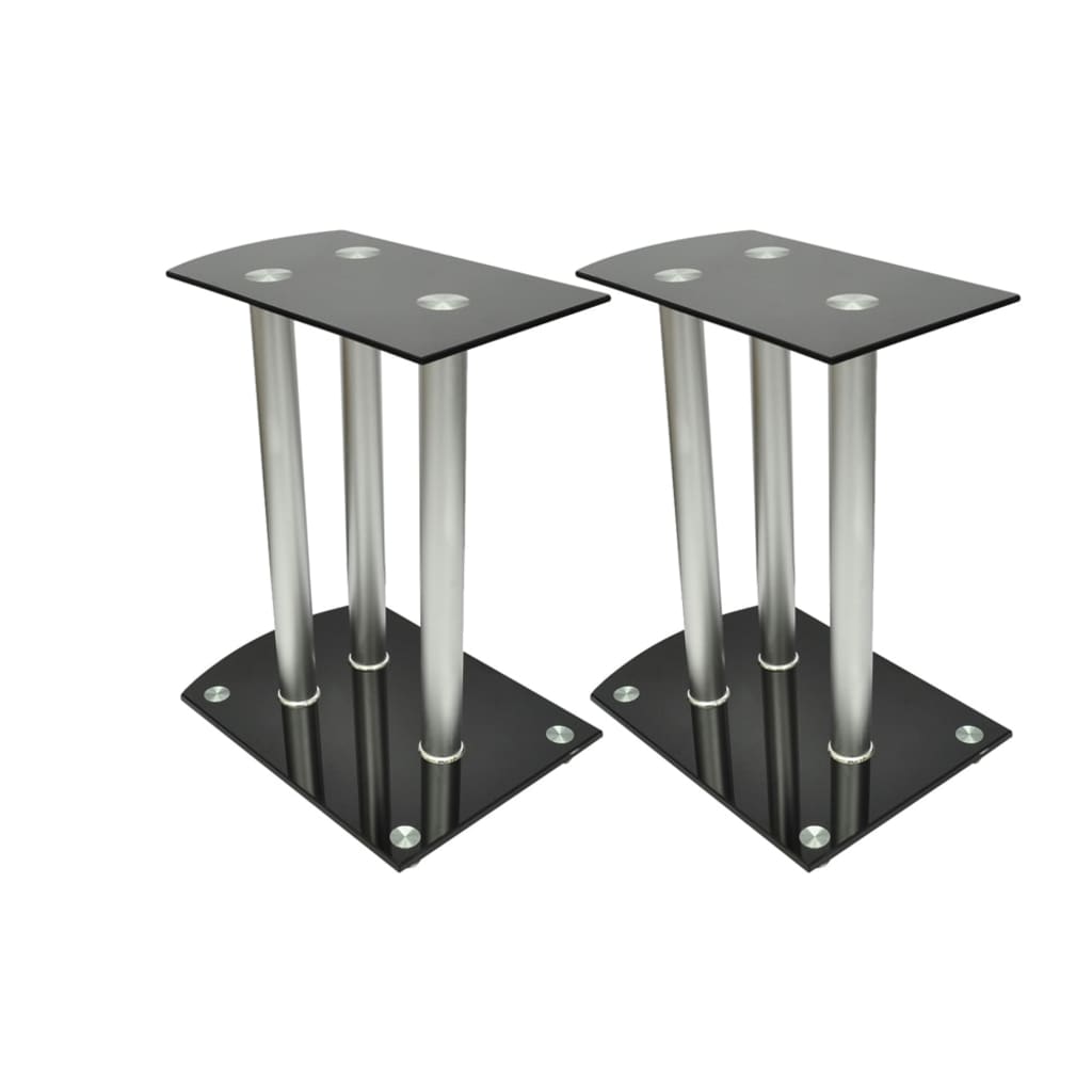 VidaXL Speaker standaard Zangset van 2 zwart glas