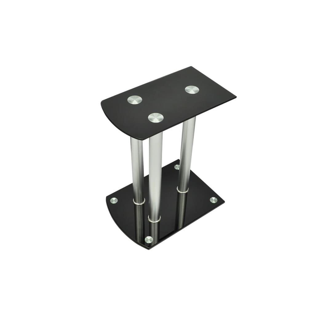 VidaXL Speaker standaard Zangset van 2 zwart glas
