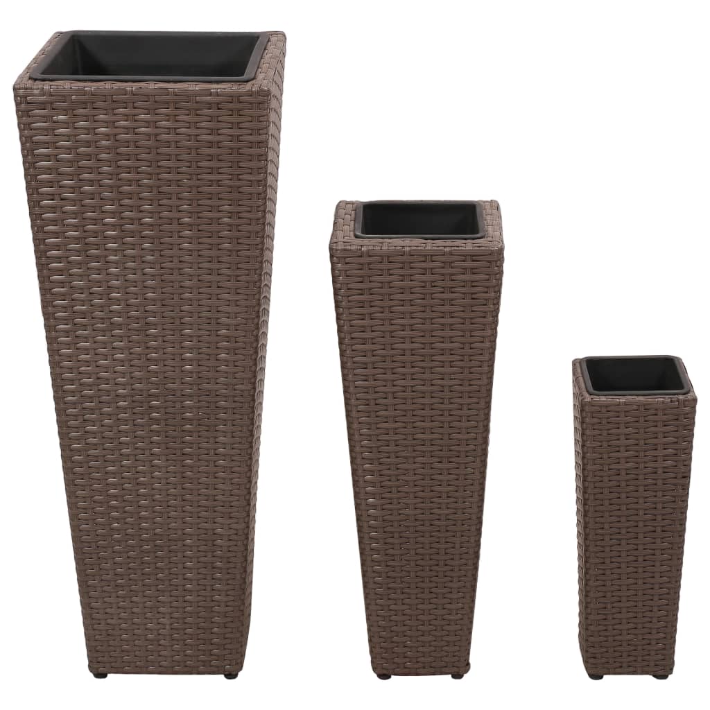 Vidaxl plantenbakken 3 st poly rotan bruin