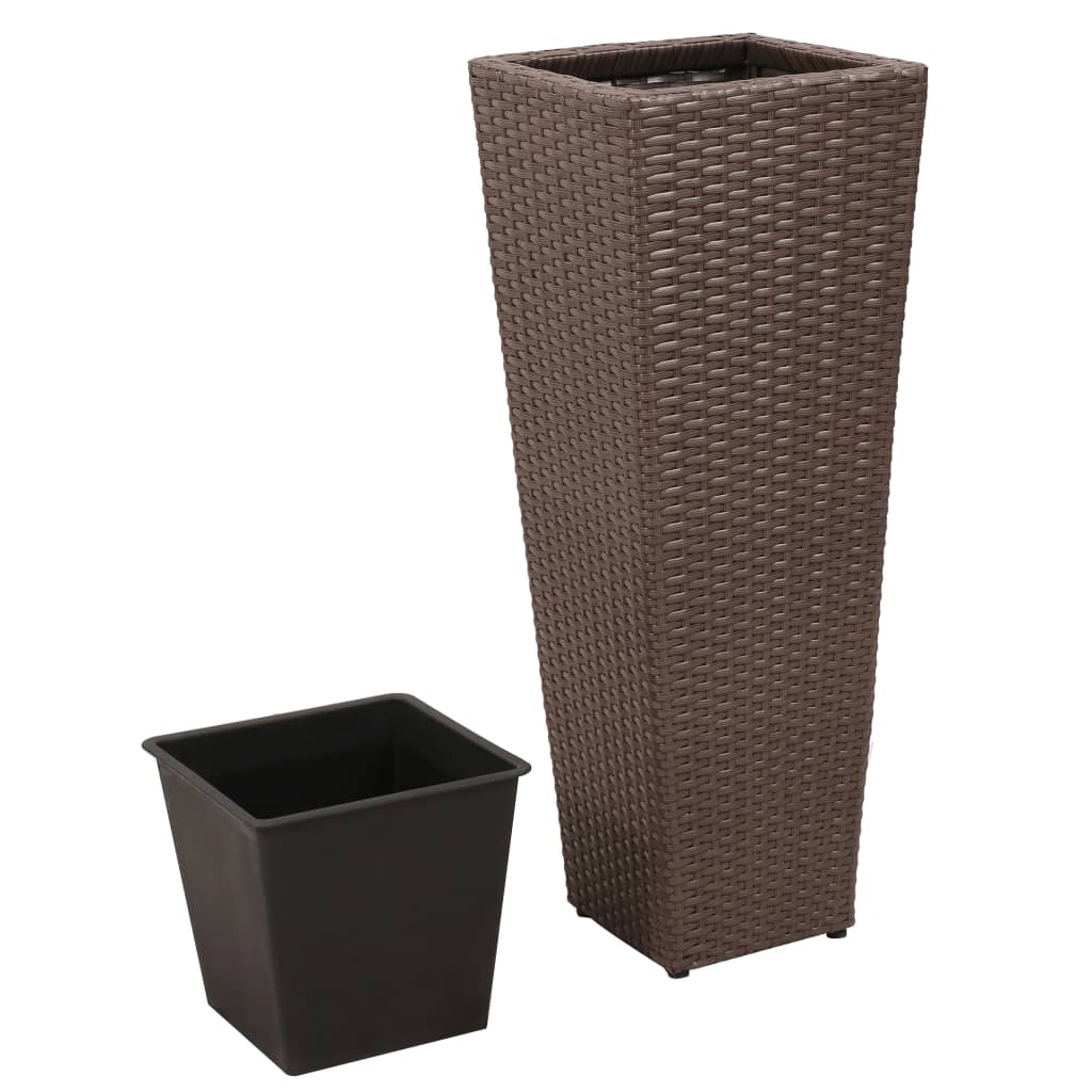 Vidaxl plantenbakken 3 st poly rotan bruin