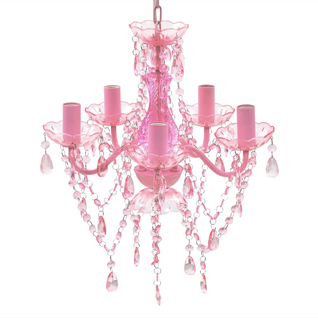 Vidaxl kristallen licht met 5 lampen roze
