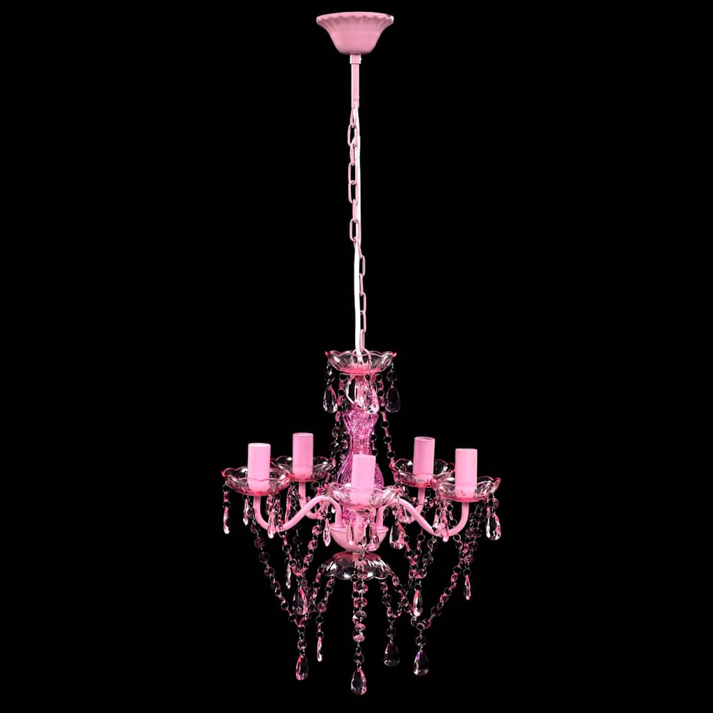 Vidaxl kristallen licht met 5 lampen roze