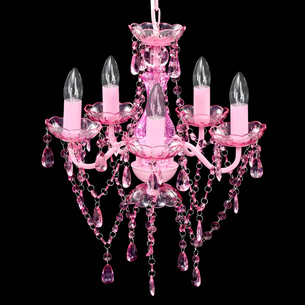 Vidaxl kristallen licht met 5 lampen roze