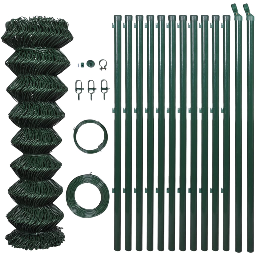VidaXL Gaashek met palen 1x15m staal groen