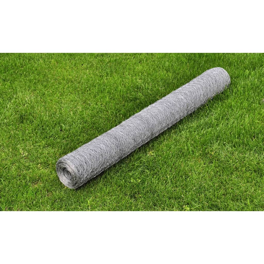 Vidaxl kippengaas 25x1m gegalvaniseerd staal zilverkleurig