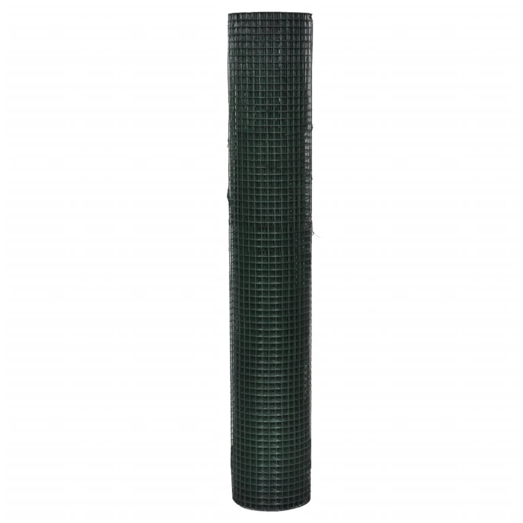 VidaXL Kippengaas 10x1 m gegalvaniseerd staal met PVC-coating groen