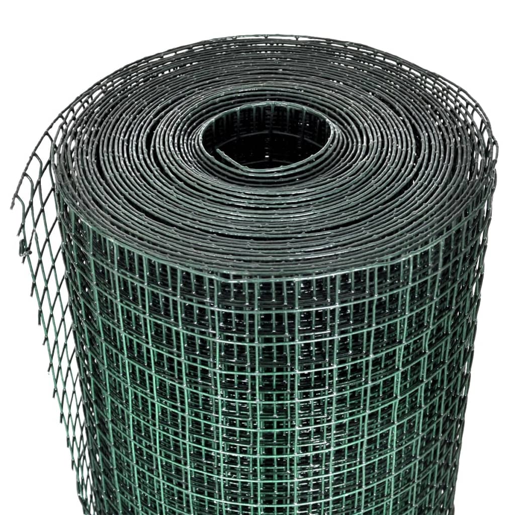 VidaXL Kippengaas 10x1 m gegalvaniseerd staal met PVC-coating groen