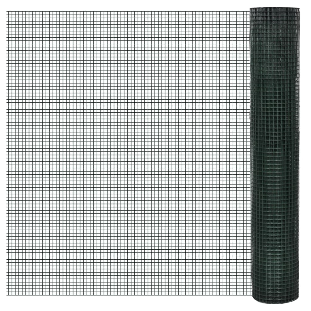 VidaXL Kippengaas 1x25m gegalvaniseerd staal groen