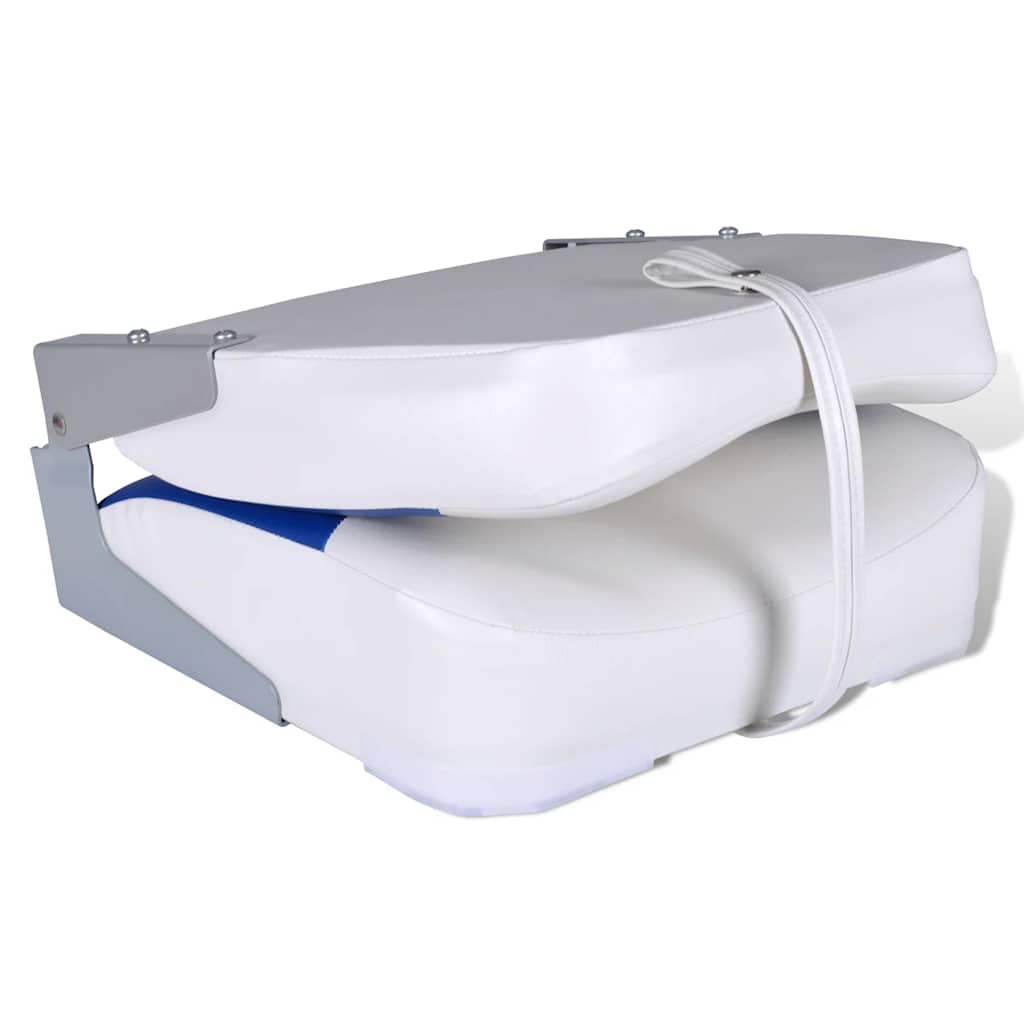 Vidaxl laarsstoel met blauw-wit kussen inklapbaar 41x36x48 cm