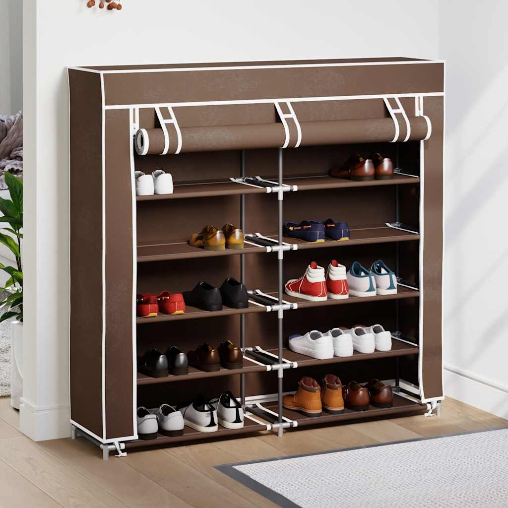 Vidaxl schoenenkast met schoffels 115x28x110 stof bruin
