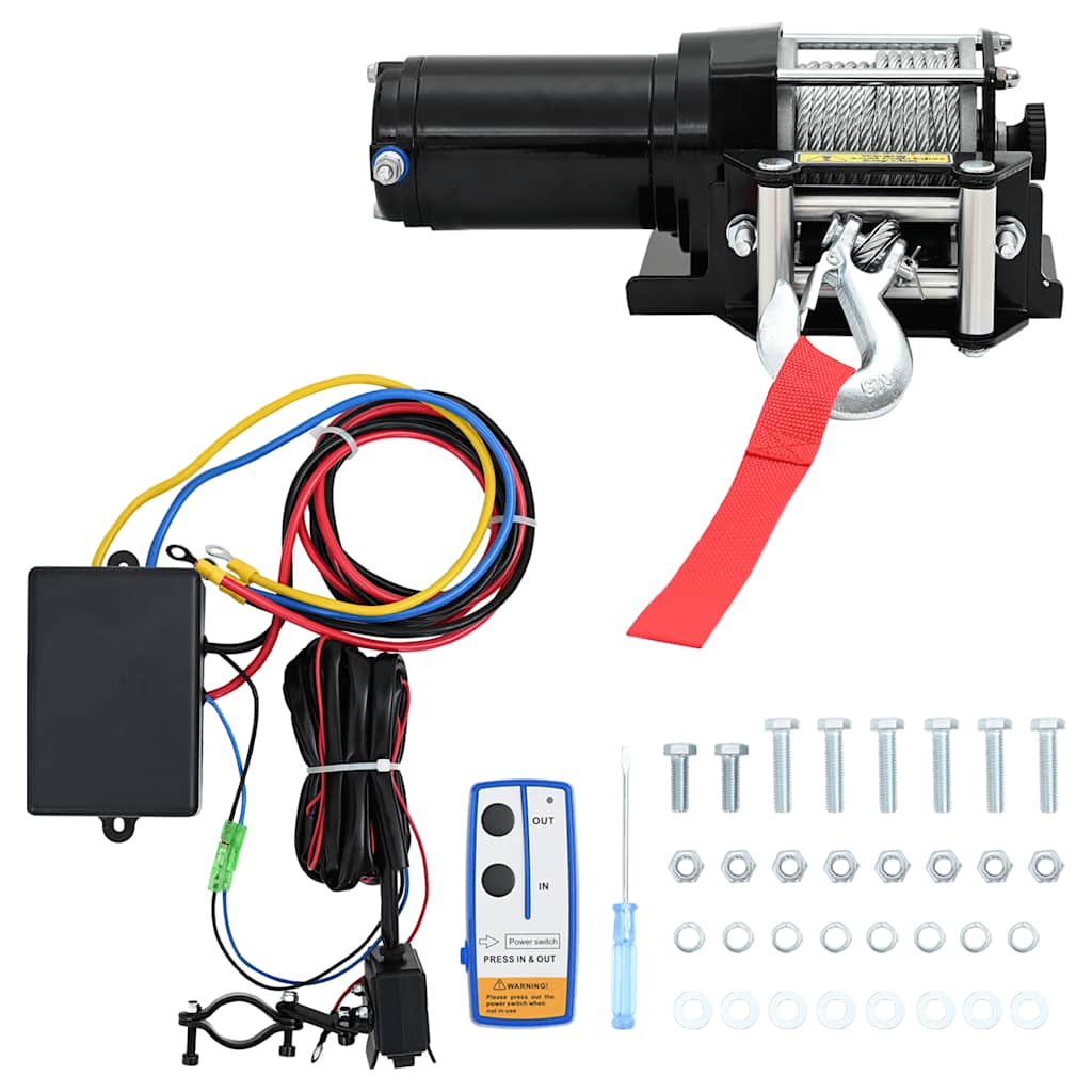Vidaxl elektrische lier 12 v 1360 kg met montageplaat en rollenvenster
