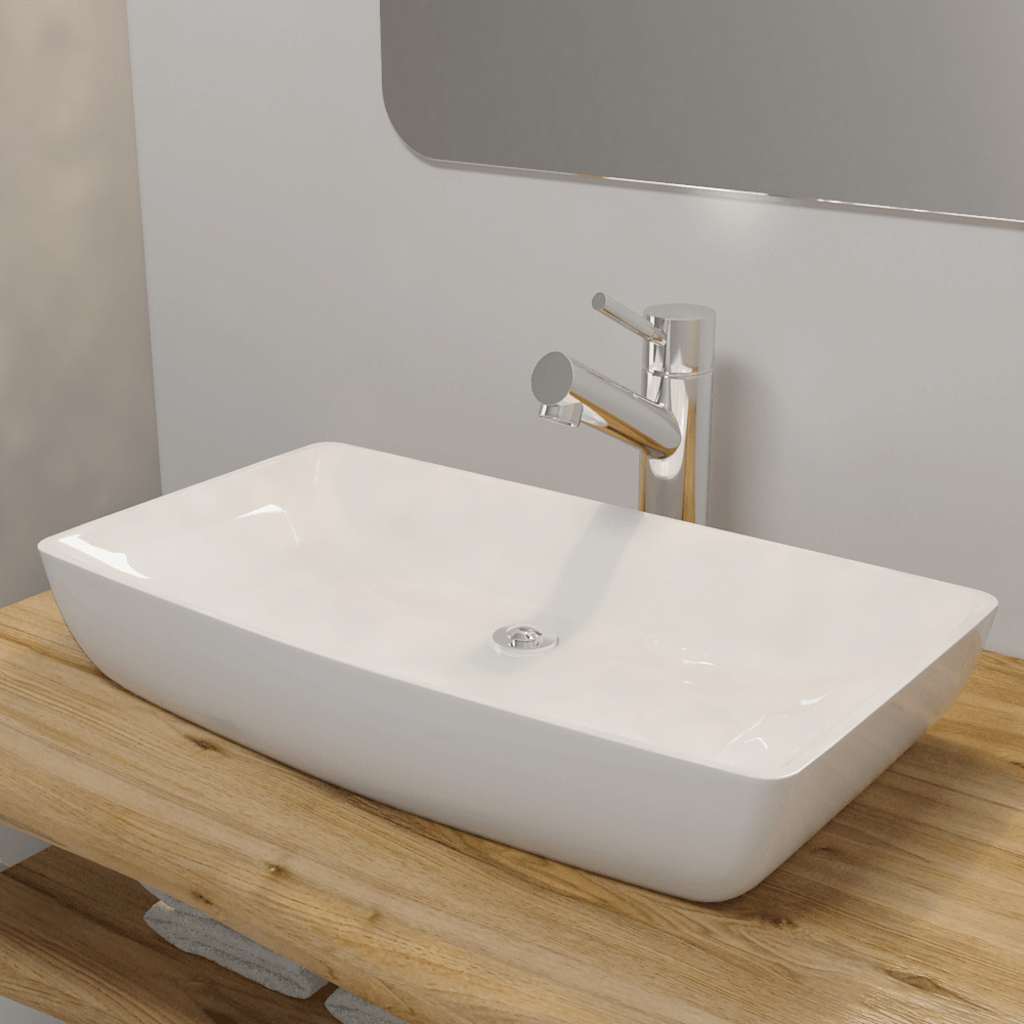 Vidaxl luxe rechthoekige rechthoekige wasbak 71 x 39 cm (wit)