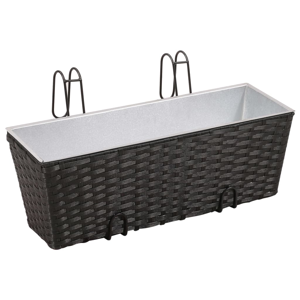 VidaXL Balkonplantenbakken 2 st 50 cm rotan zwart