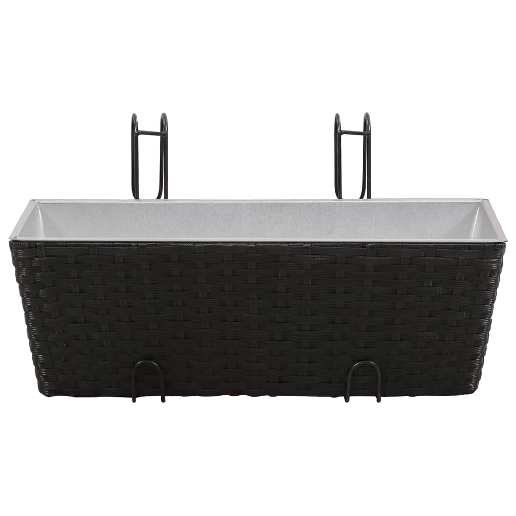 VidaXL Balkonplantenbakken 2 st 50 cm rotan zwart