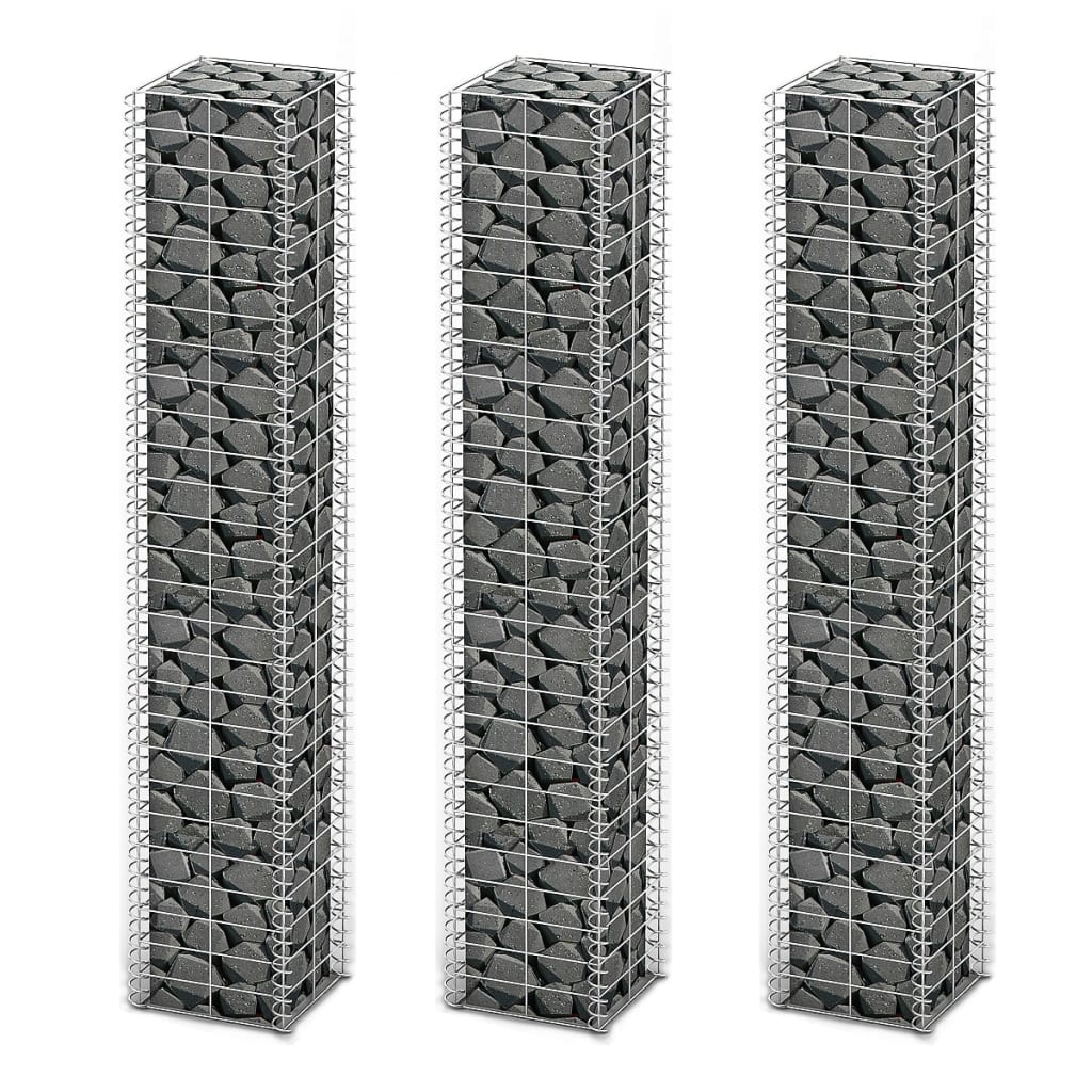 Vidaxl 3-delige schanskorfset 25x25x150 cm gegalvaniseerd draad
