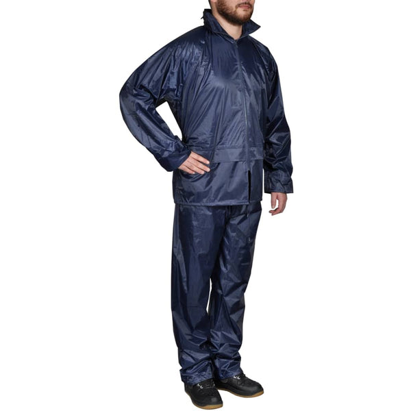 Vidaxl regenpak 2-delig + capuchon (heren marineblauw maat xxl)