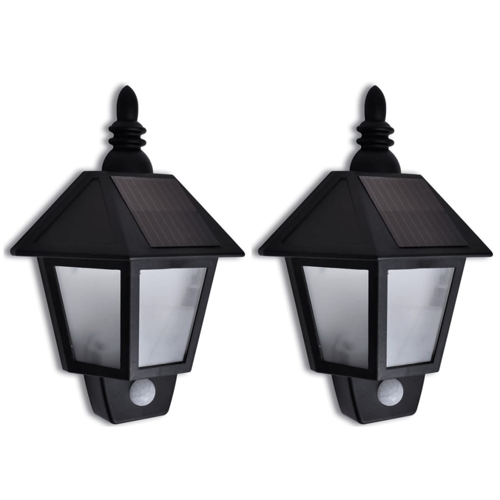 VidaXL Wandlamp solar met bewegingssensor 2 st
