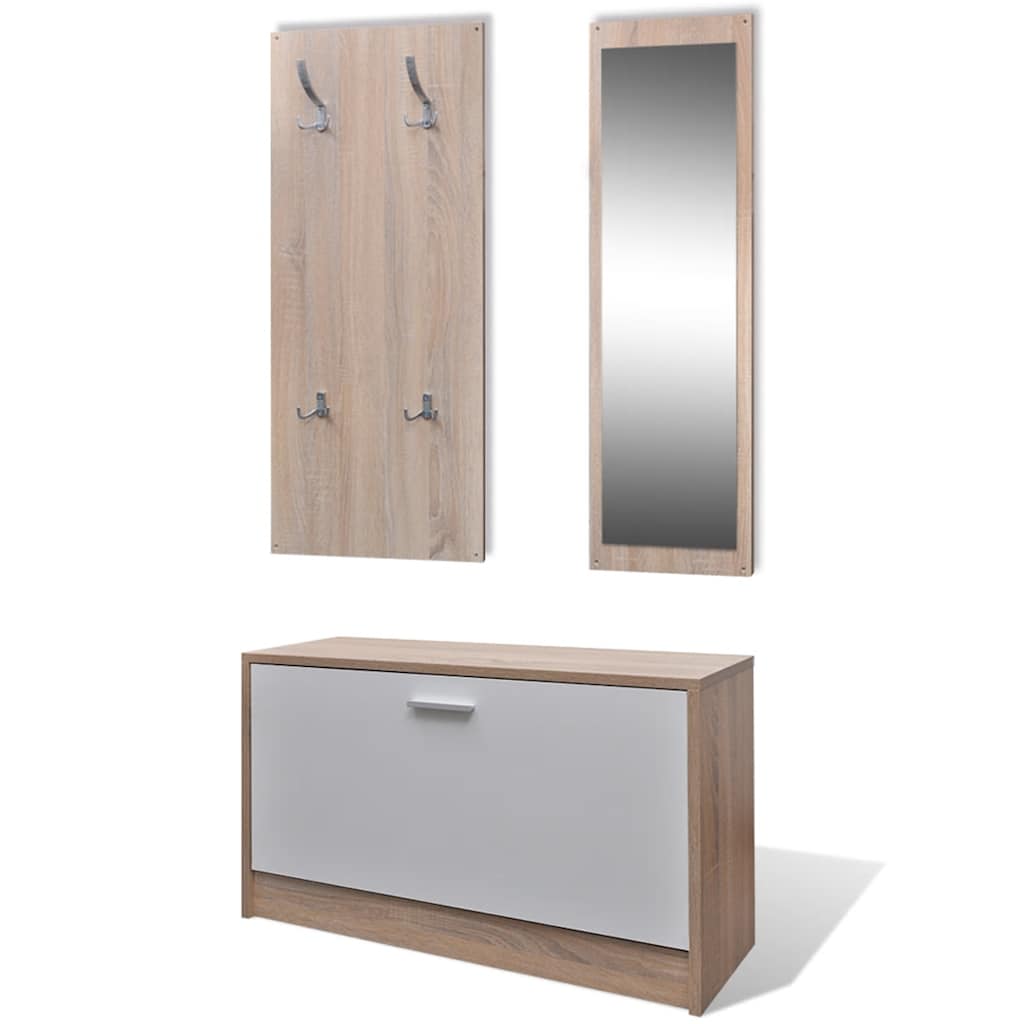 Vidaxl 3-delige schoenenkastset houtkleurig en wit