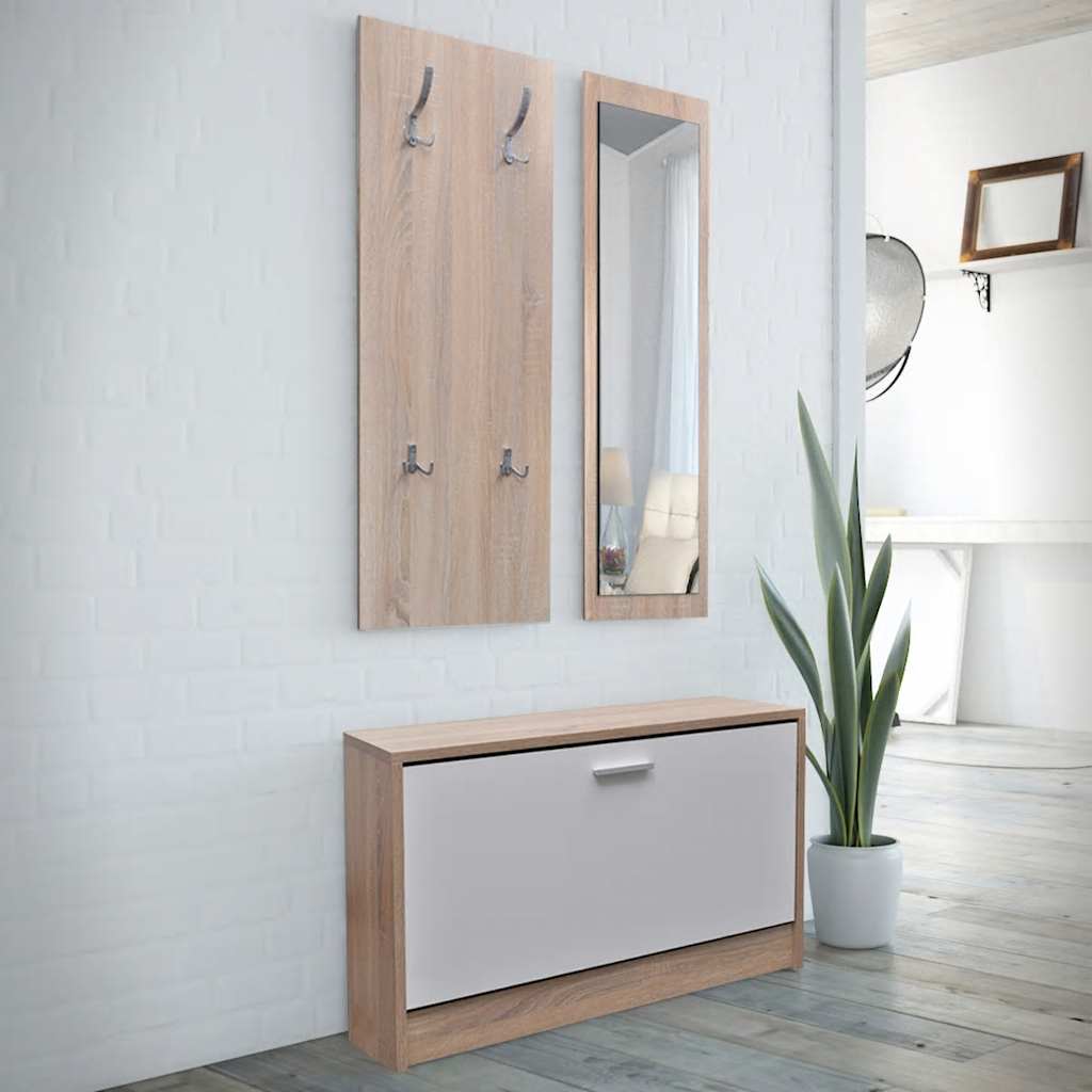 Vidaxl 3-delige schoenenkastset houtkleurig en wit