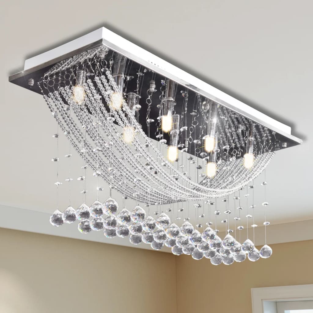 Vidaxl plafondlamp met glinsterende glaskristallen kralen 8xg9 29 cm