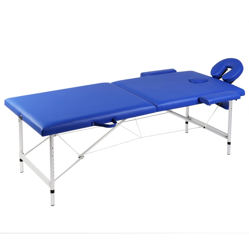 Vidaxl massagetafel met 2 zones inklapbaar aluminium frame blauw