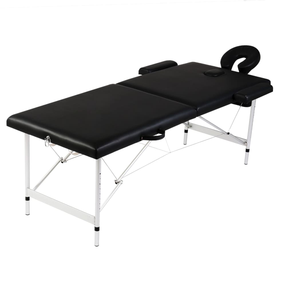 Vidaxl massagetafel met 2 zones inklapbaar aluminium frame zwart