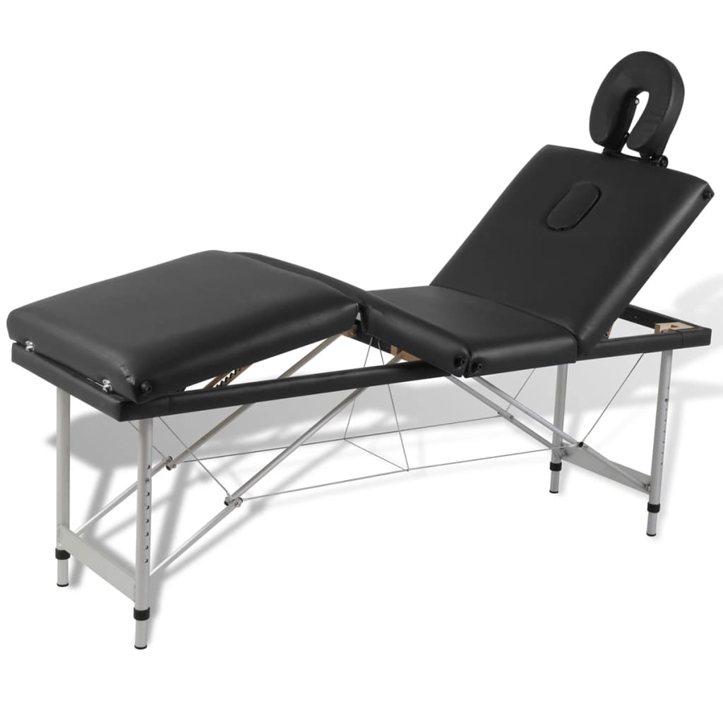 Vidaxl massagetafel met 4 zones inklapbaar aluminium frame zwart