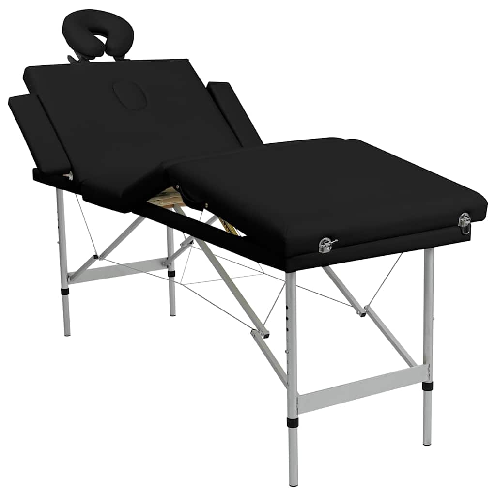 Vidaxl massagetafel met 4 zones inklapbaar aluminium frame zwart