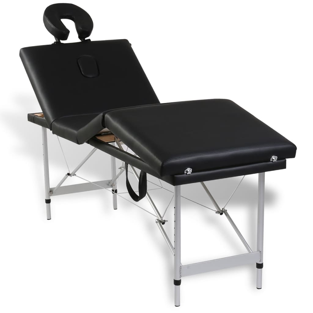 Vidaxl massagetafel met 4 zones inklapbaar aluminium frame zwart
