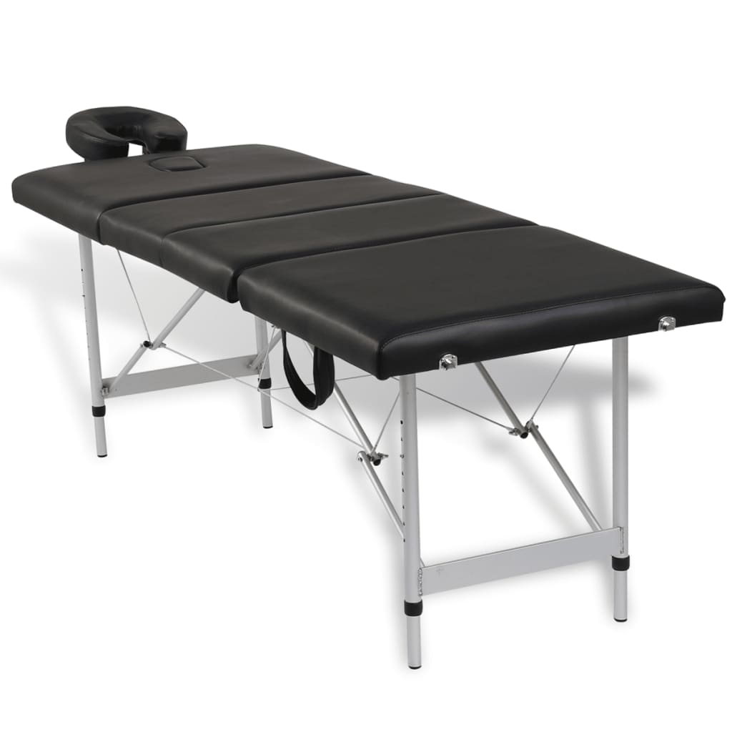 Vidaxl massagetafel met 4 zones inklapbaar aluminium frame zwart