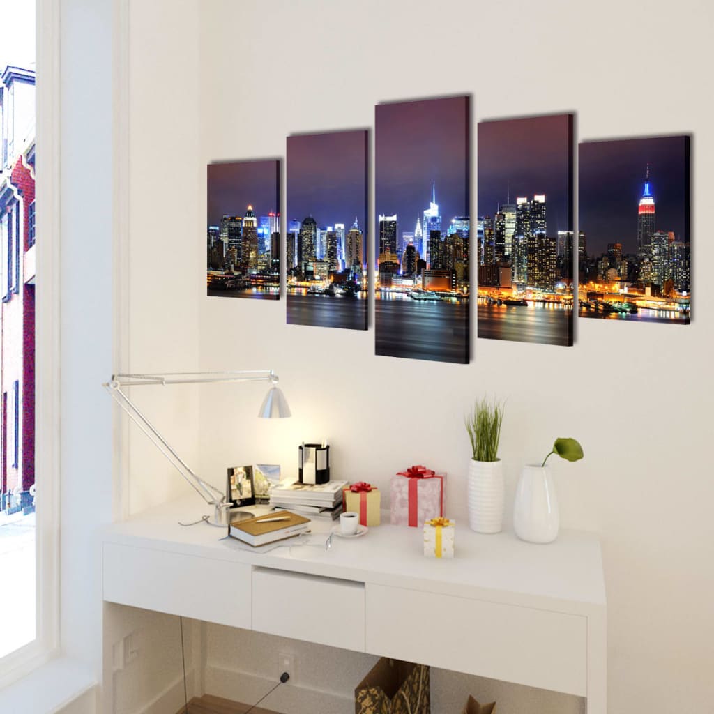 Vidaxl canvas muurdrukset kleurrijke new york skyline 200 x 100 cm