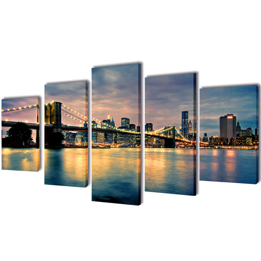 Vidaxl canvas muurdrukset brooklyn bridge rivier uitzicht 200 x 100 cm