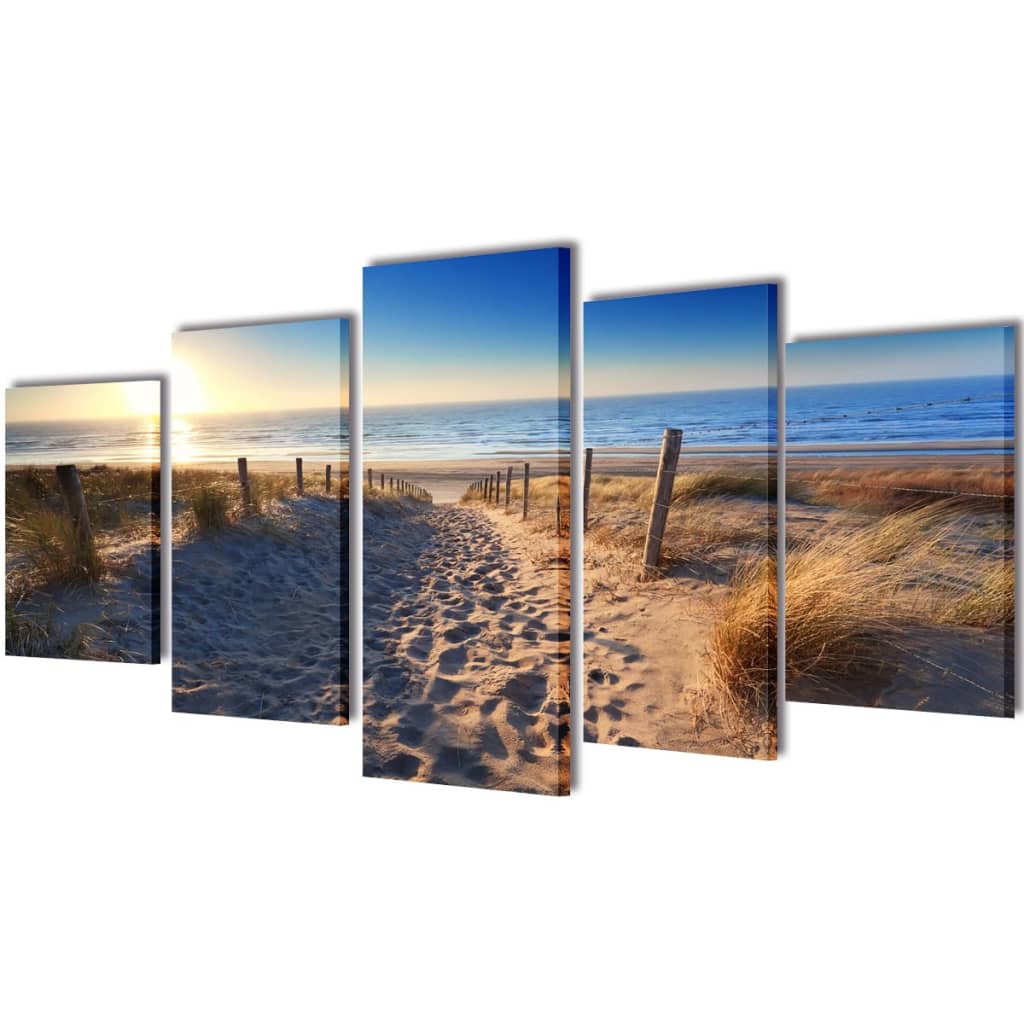 Vidaxl canvas muurdrukset zandstrand 100 x 50 cm