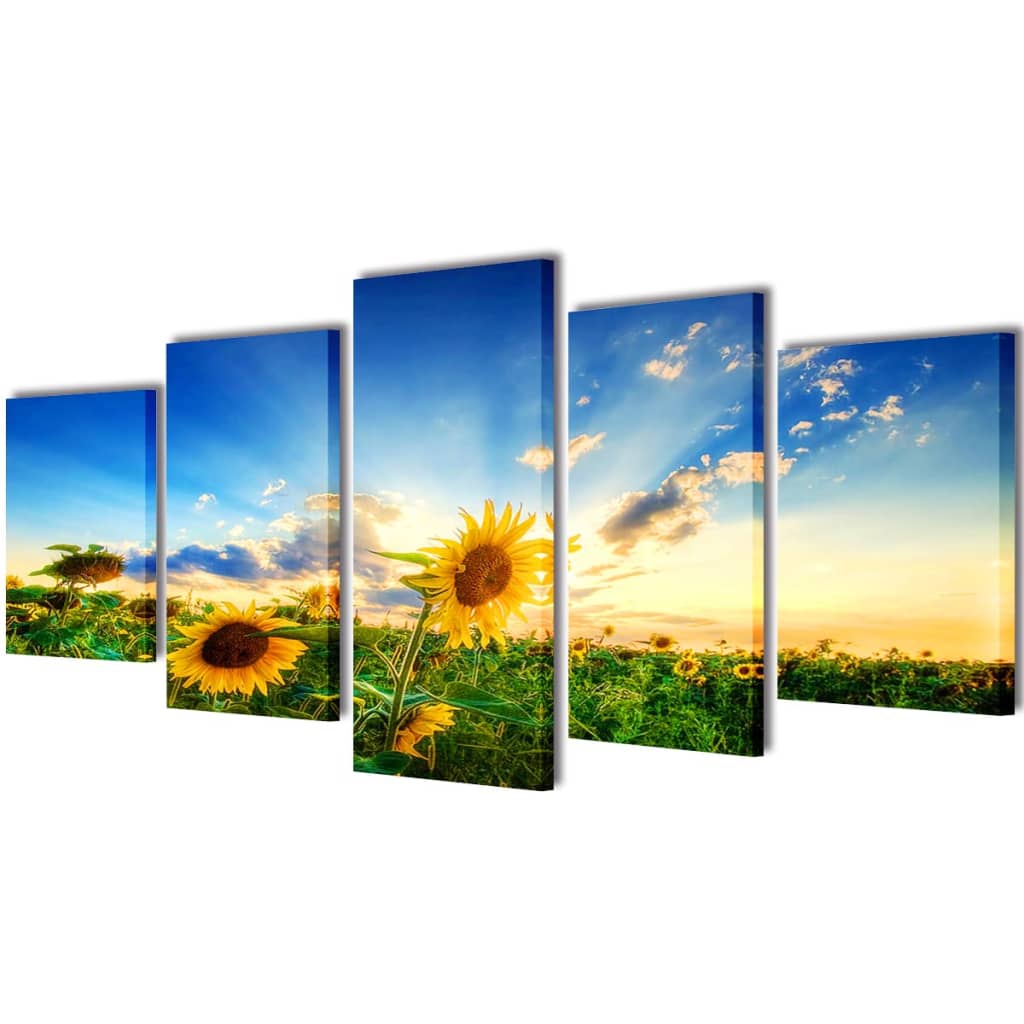 Vidaxl canvas muurdrukprint zonnebloem 200 x 100 cm