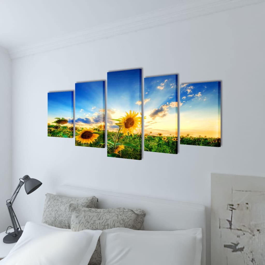 Vidaxl canvas muurdrukprint zonnebloem 200 x 100 cm