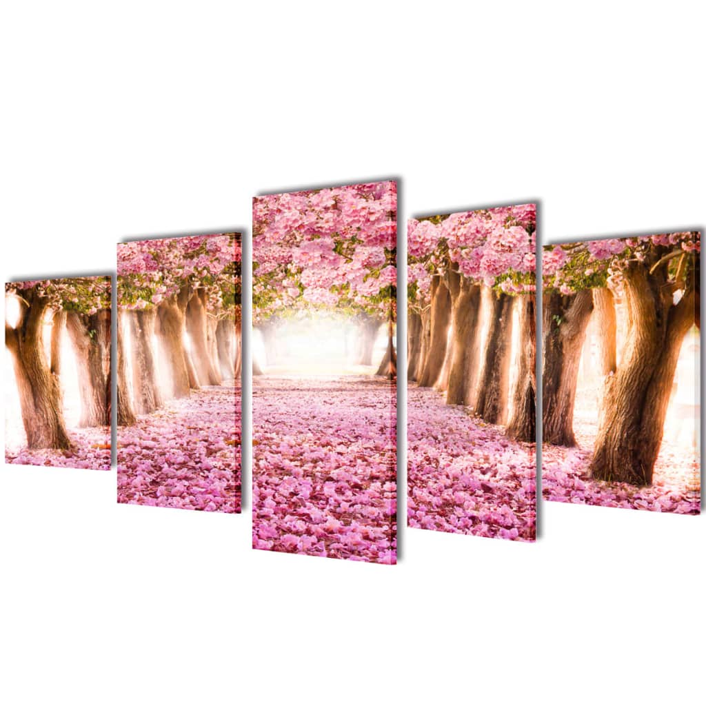 Vidaxl canvas muurdruk printset kersenbloesem 100 x 50 cm