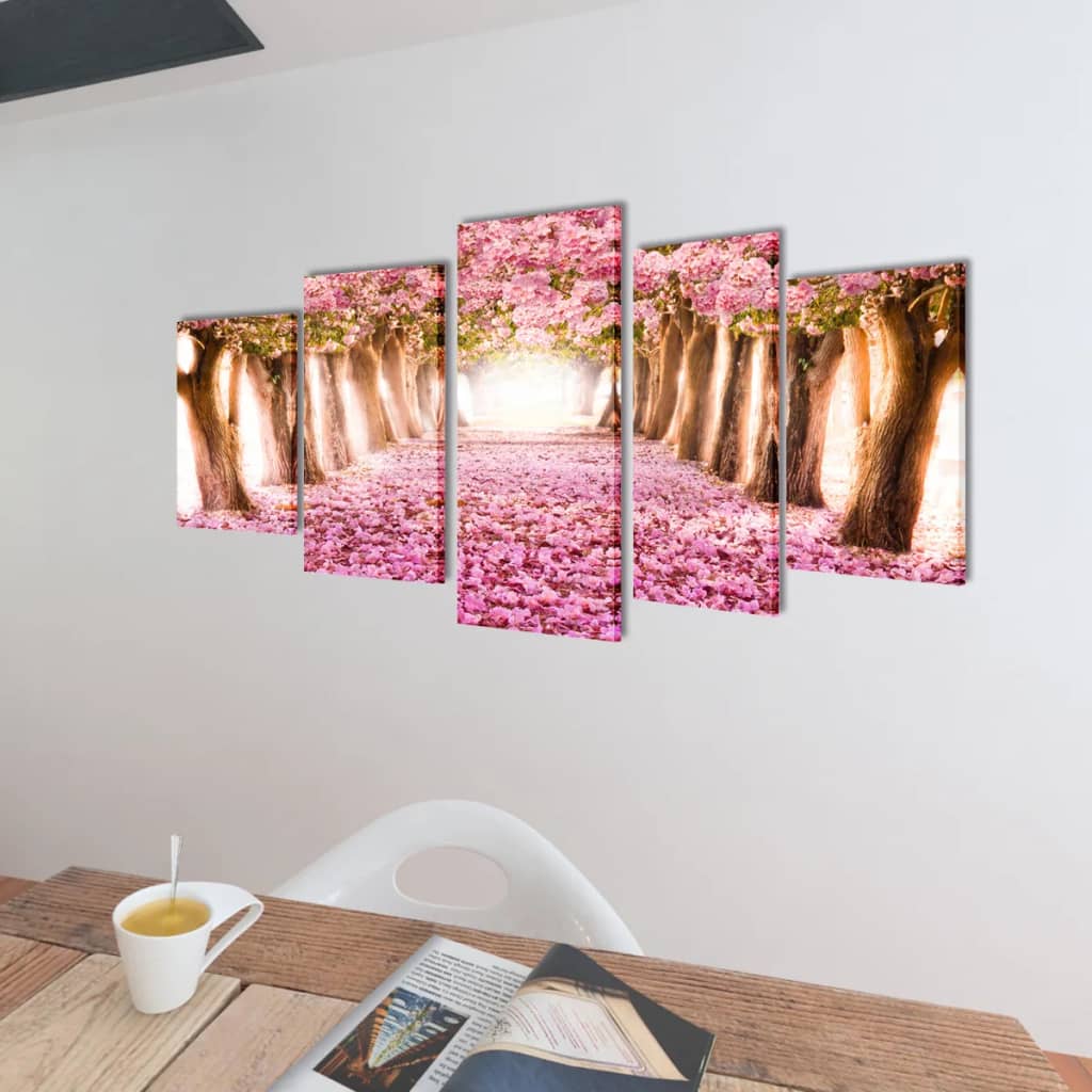 Vidaxl canvas muurdruk printset kersenbloesem 100 x 50 cm