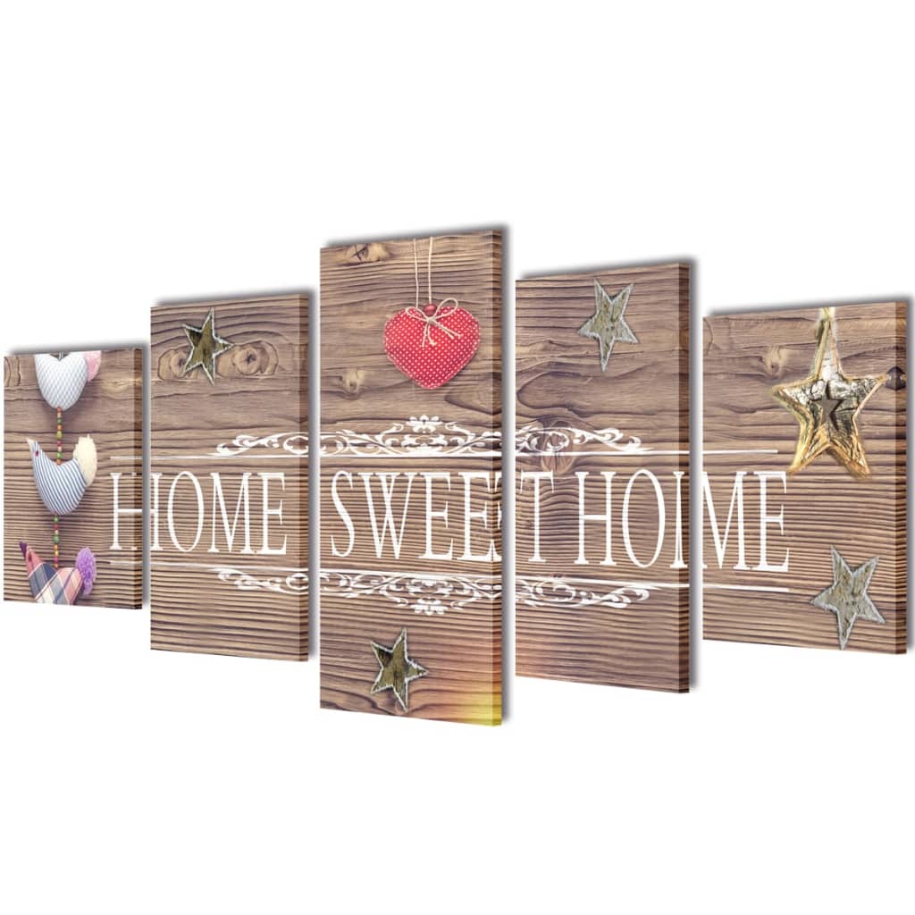 Vidaxl canvas wandprintset home sweet home design 200 x 100 cm