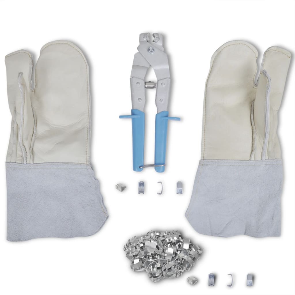 Vidaxl prikkeldraadaccessoireset met bevestigingsstang, handschoenen