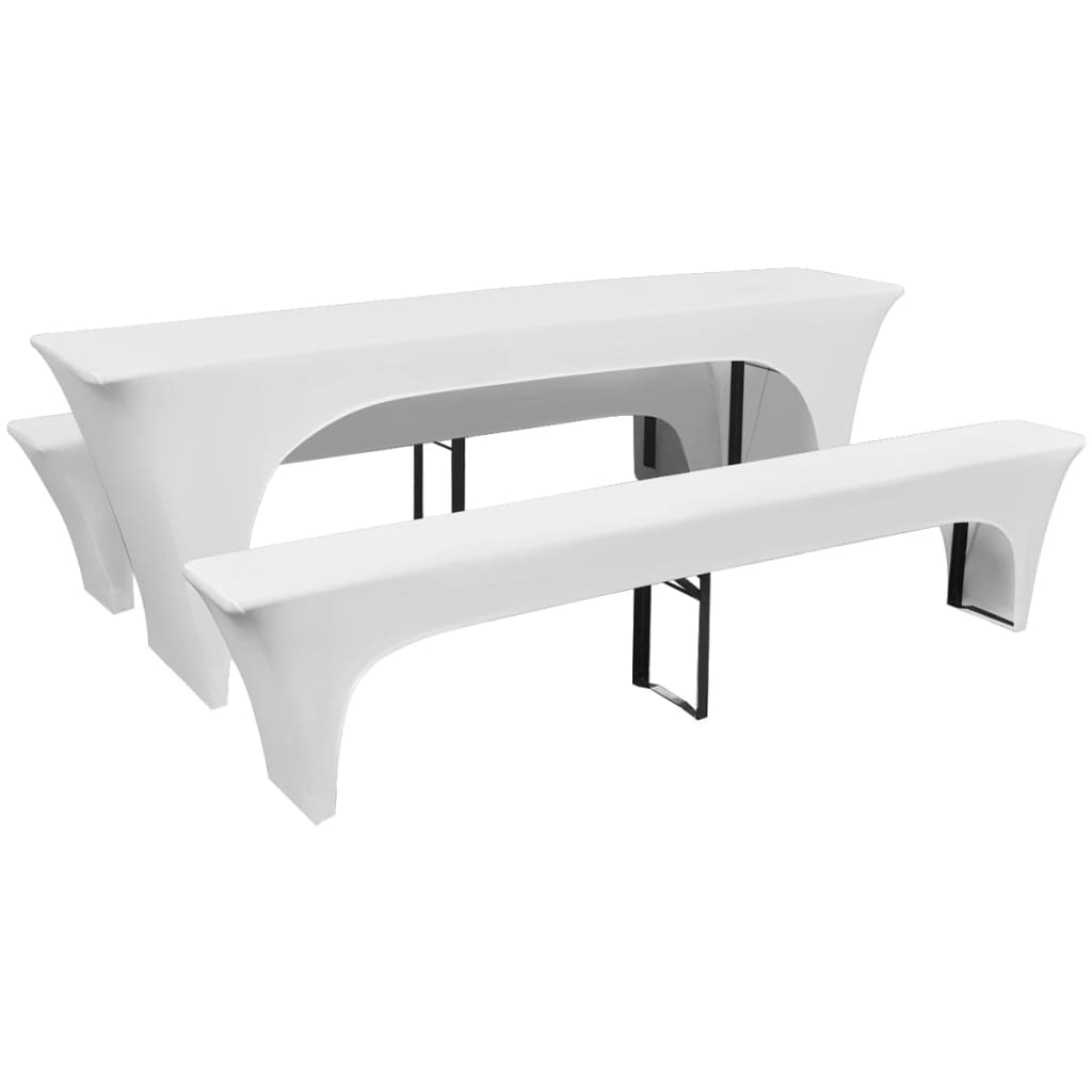 Vidaxl schoffels voor biertafel en banken 225x50x80 cm stretch wit 3 st