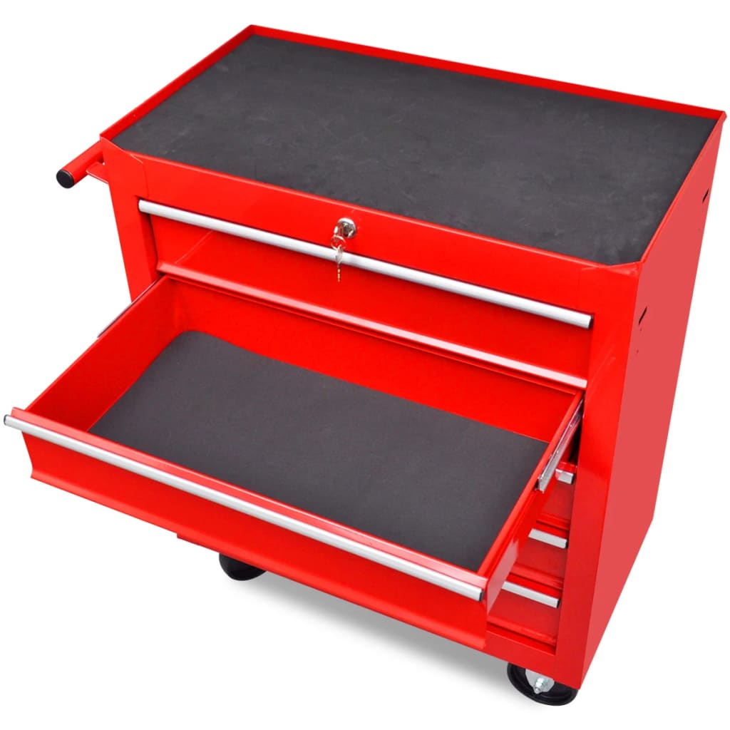 Vidaxl gereedschapswagen 5 lades rood