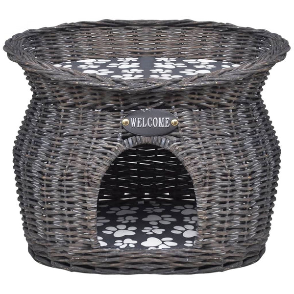 Vidaxl kattenbed huis krabpaal met kussen wilgen