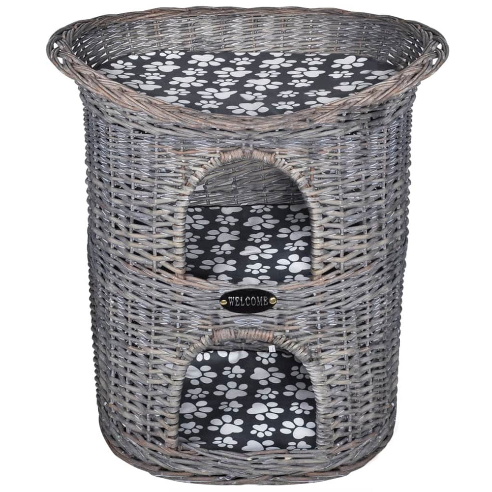 Vidaxl kattenbed huis krabpaal 2-laags met kussen wilgen
