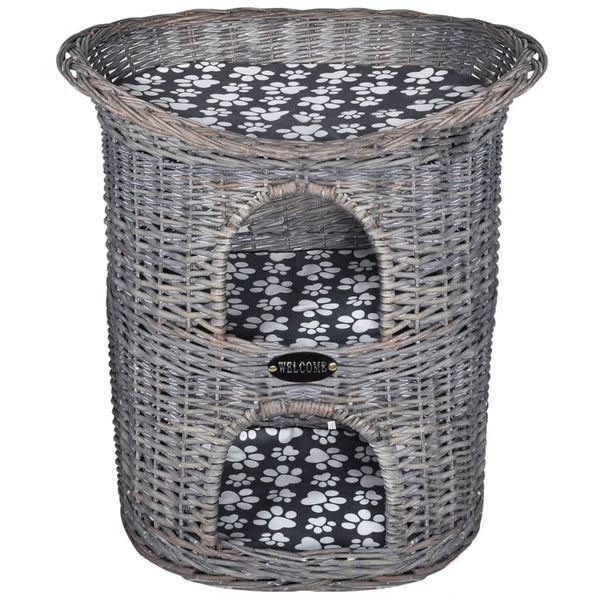 Vidaxl kattenbed huis krabpaal 2-laags met kussen wilgen